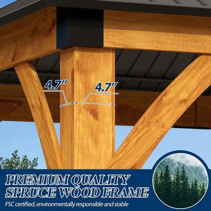 11FT X 13FT Outdoor Spruce Wood Gazebo