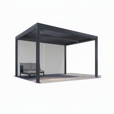 Gray Louvered Pergola Outdoor Aluminum Pergola with Adjustable Roof for Patio Gray Hardtop Gazebo