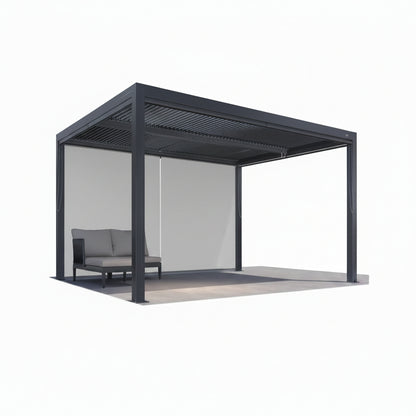 Gray Louvered Pergola Outdoor Aluminum Pergola with Adjustable Roof for Patio Gray Hardtop Gazebo