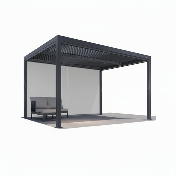 Gray Louvered Pergola Outdoor Aluminum Pergola with Adjustable Roof for Patio Gray Hardtop Gazebo
