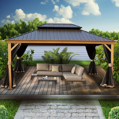 12-Ft X 20-Ft Hardtop Roof Aluminum Gazebo (Screen Included)