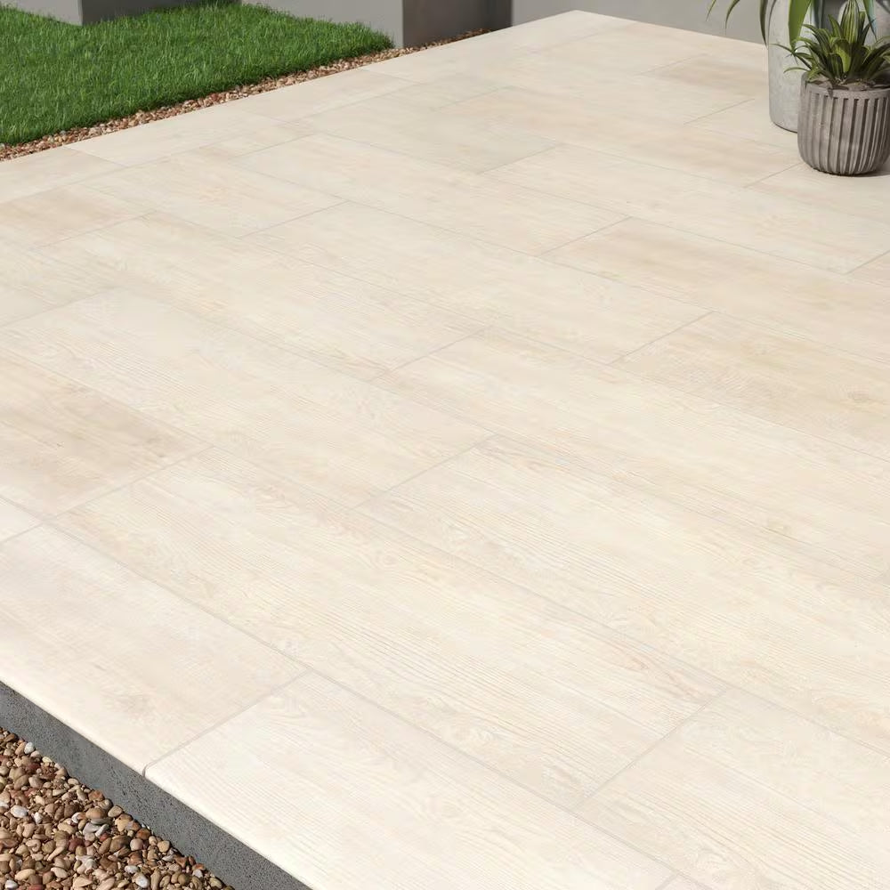Caldera Blanca 2 Cm. X 16 In. X 47 In. Matte Porcelain Wood Look Paver Floor Tile (10.44 Sq. Ft./Case)