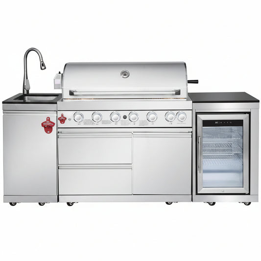 82-Inch 6-Burner Gas Grill 85,000 BTU Outdoor Kitchen Barbecue