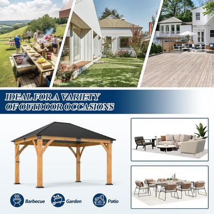11FT X 13FT Outdoor Spruce Wood Gazebo