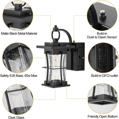 15 Inch Dusk to Dawn Outdoor Lighting Fixtures with Outlet