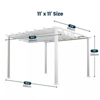 Florence 11 Ft. X 11 Ft. Aluminum Pergola in White Finish and White Canopy