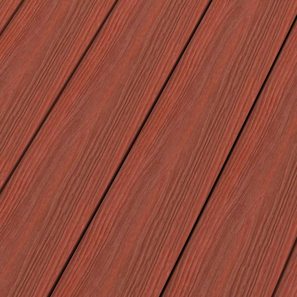 Magellan plus 0.88 In. X 5.43 In. X 8 Ft. Rustic and Wood Grain Swedish Red Grooved Composite Deck Board