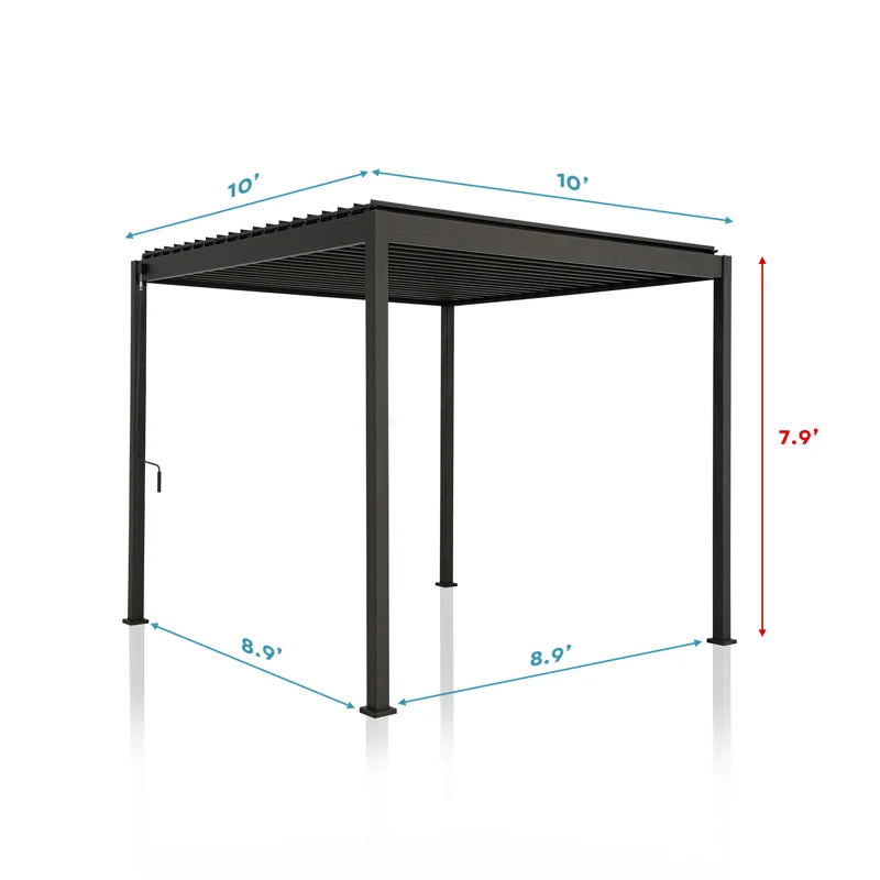 80/88 Metal Frame Pergola with Adjustable Louvered Roof