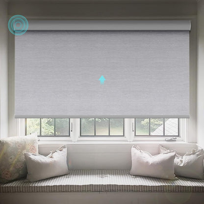 Motorized Blinds with Remote:  Battery Powered Control Electric Smart Roller Blinds Shades with Remote for Windows Cordless 100% Blackout, Grey, 46" W X 72" H