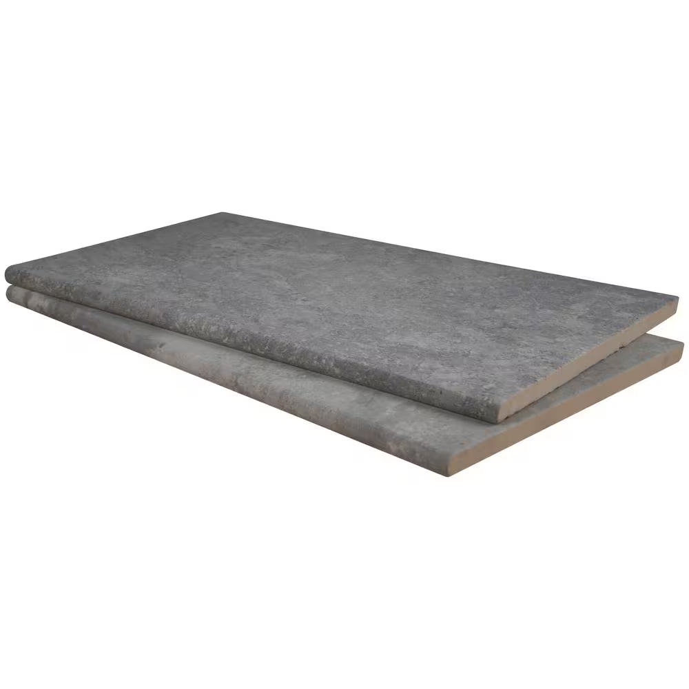 Argento Travertino 2 Cm X 13 In. X 24 In. Matte Porcelain Stone Look Pool Coping (4.33 Sq. Ft./Case)