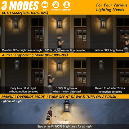 Motion Sensor Outdoor Wall Lights 2 Packs Dusk to Dawn Outdoor Lighting