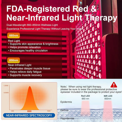 Infrared Sauna with Fda-Certified Red Light Therapy 660Nm & 850Nm