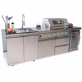 Outdoor Kitchen Island Built for Complete Backyard Cooking, 4-Burner 72000 BTU Gas Grill, 98 Inch Modular