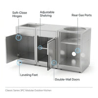 Classic Series 3PC Modular Outdoor Kitchen · 304 Stainless Steel · SS Door — How It Works